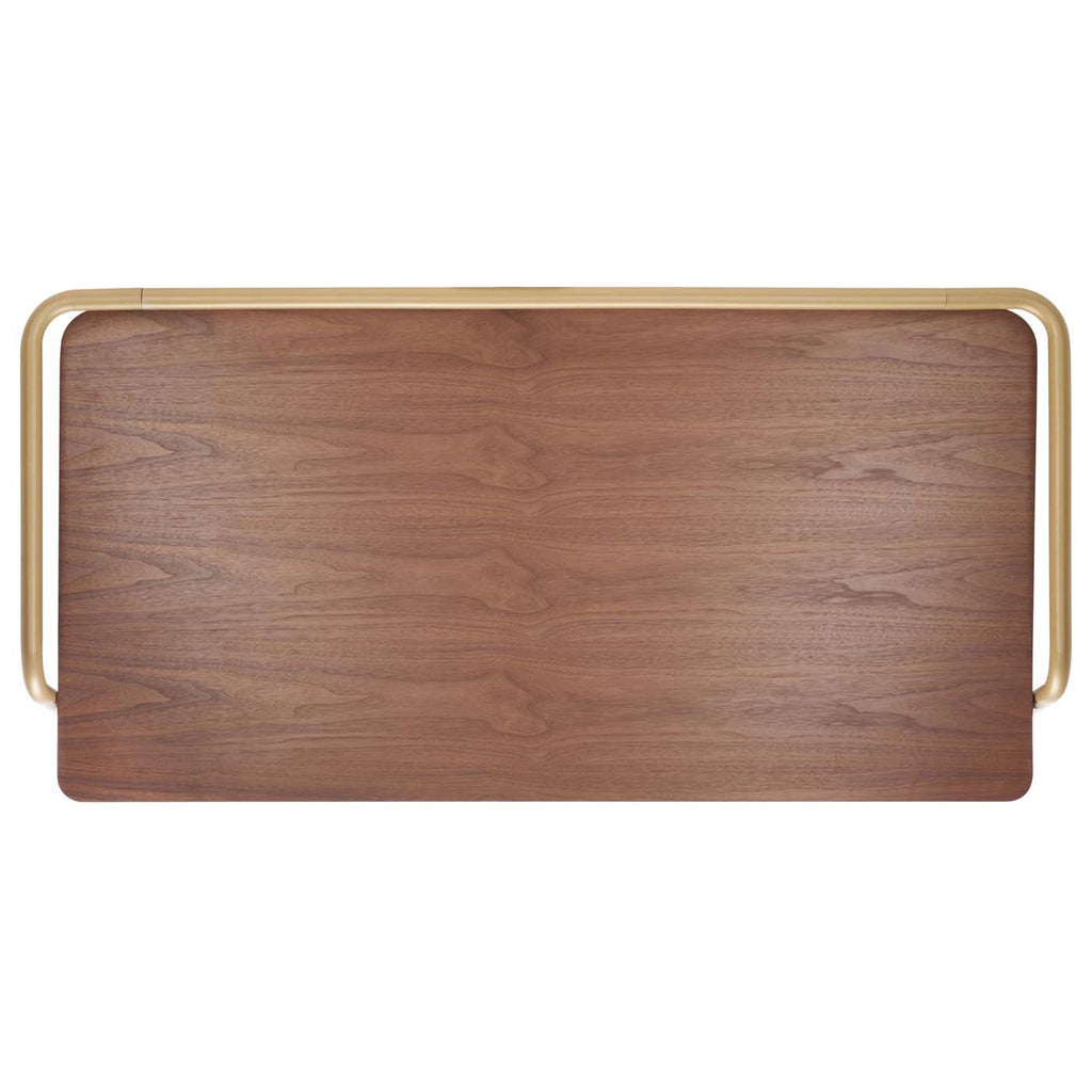 Safavieh Couture Regis Metal And Wood Desk - Walnut / Bronze