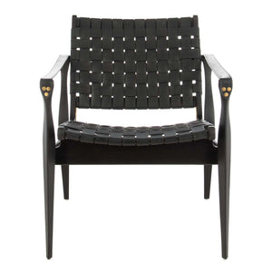 Safavieh Couture Dilan Leather Safari Chair - Black