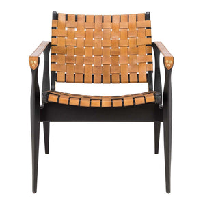 Safavieh Couture Dilan Leather Safari Chair - Brown / Black