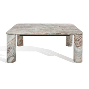 Safavieh Couture Nicoletta Square Marble Coffee Table - White / Brown
