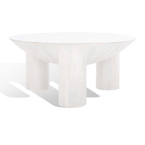 Safavieh Couture Calhoun Round Wood Coffee Table - White Wash