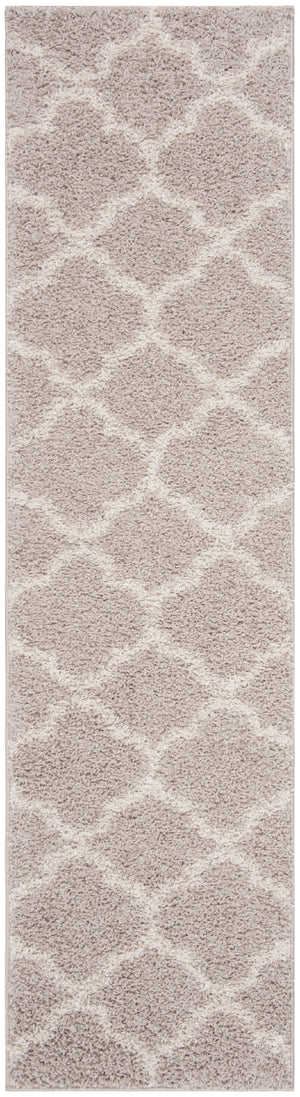 Geometric Runner Rug, SG168F, 62 X 240 cm in Light Grey / Ivory