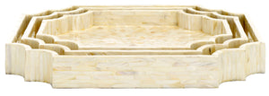 Safavieh Prynne Set Of 3 Trays - Champagne Faux Mother Of Pearl