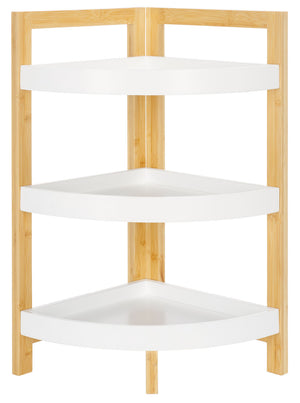 Safavieh Adler 3 Tier Corner Shelf - White / Natural Bamboo