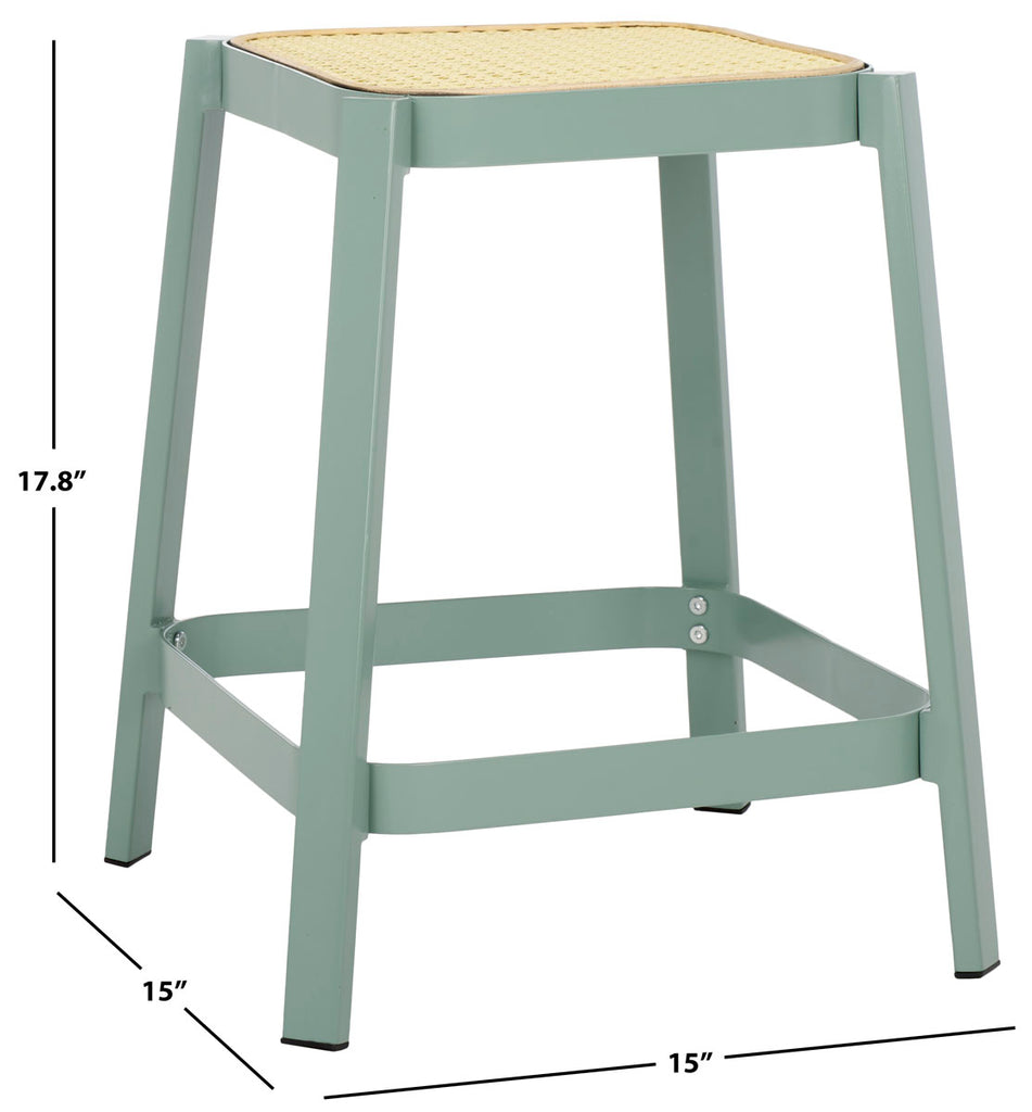 Safavieh Palmyra Cane Stool - Aqua Smoke / Natural