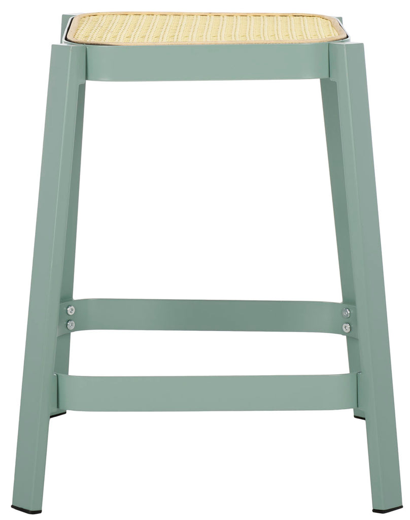 Safavieh Palmyra Cane Stool - Aqua Smoke / Natural