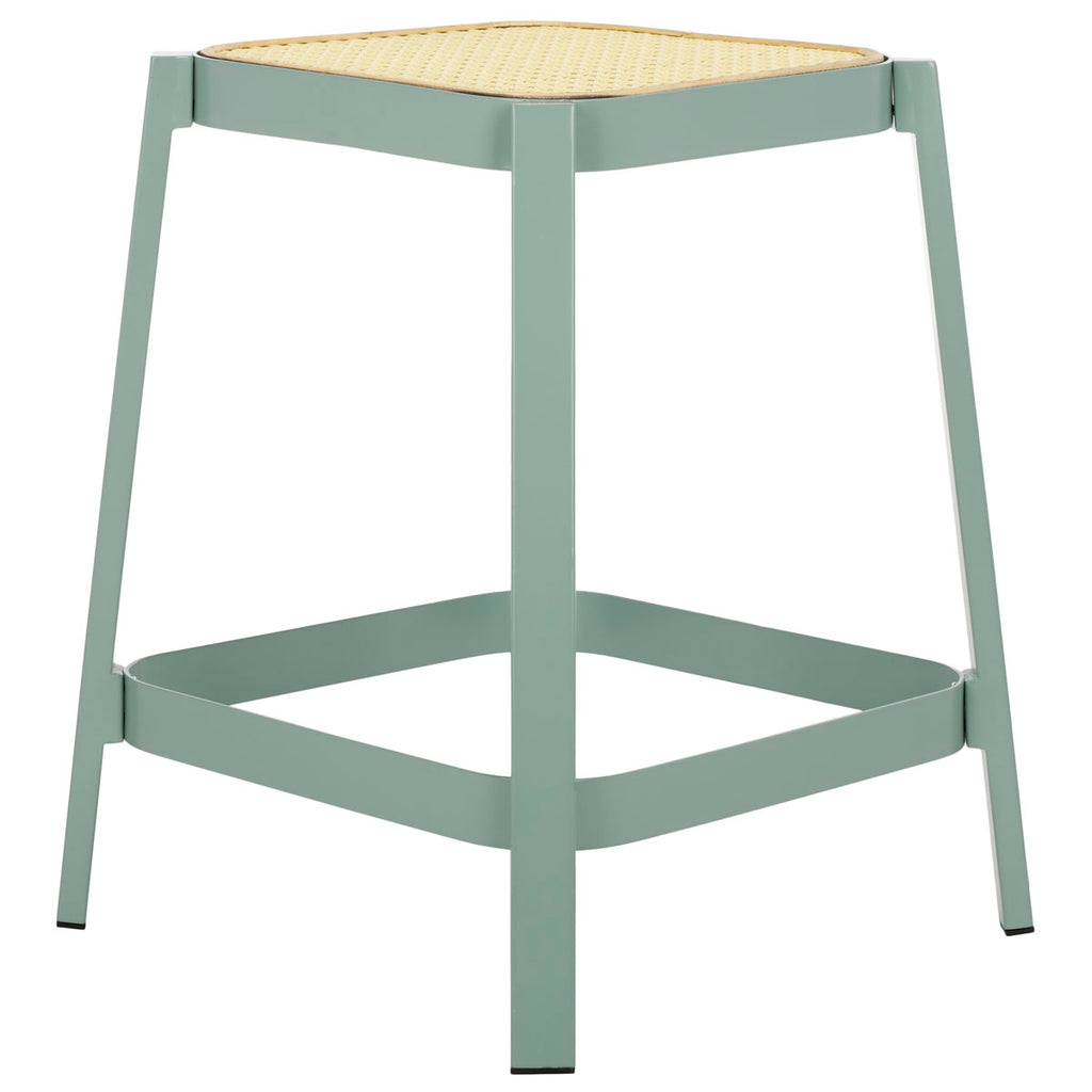 Safavieh Palmyra Cane Stool - Aqua Smoke / Natural