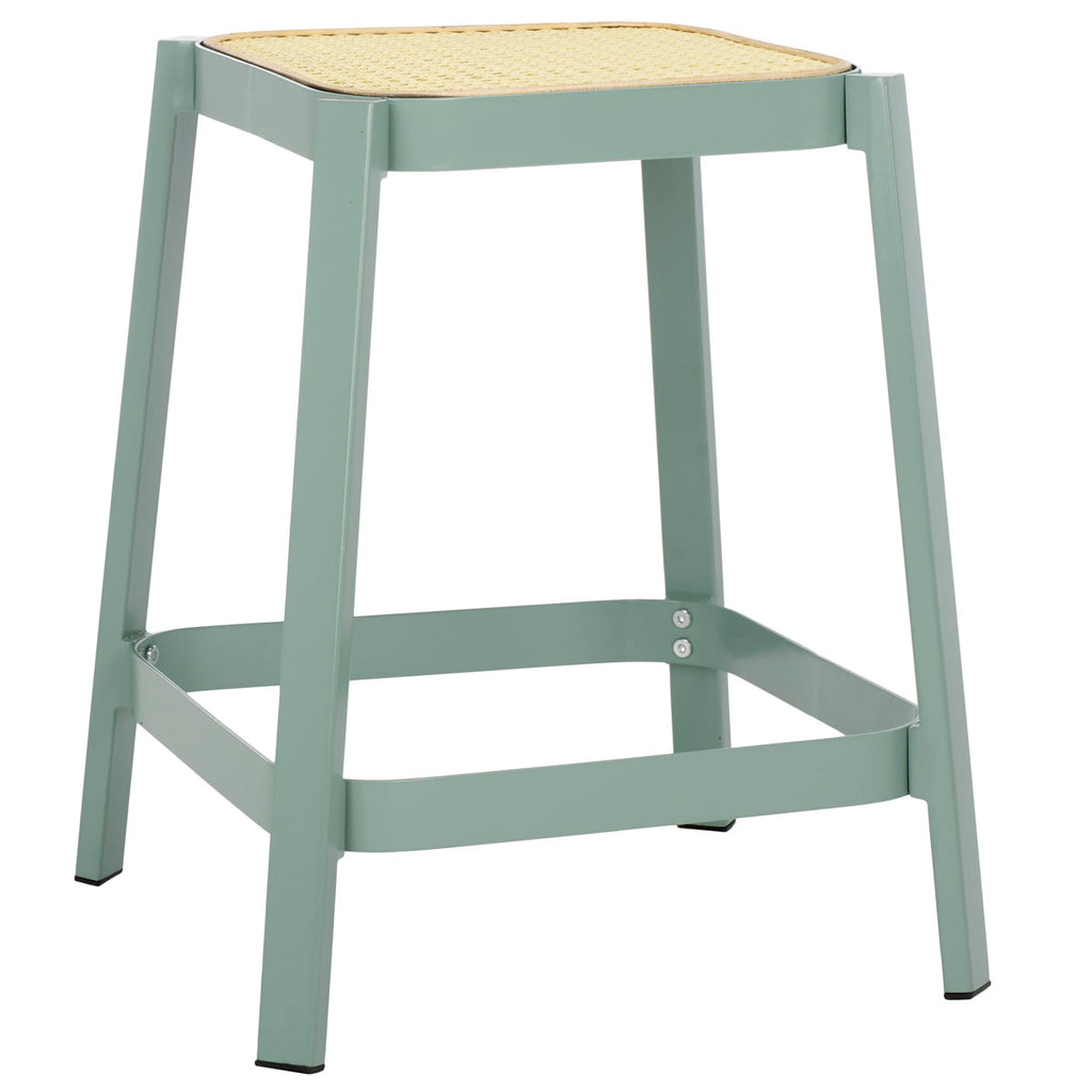 Safavieh Palmyra Cane Stool - Aqua Smoke / Natural