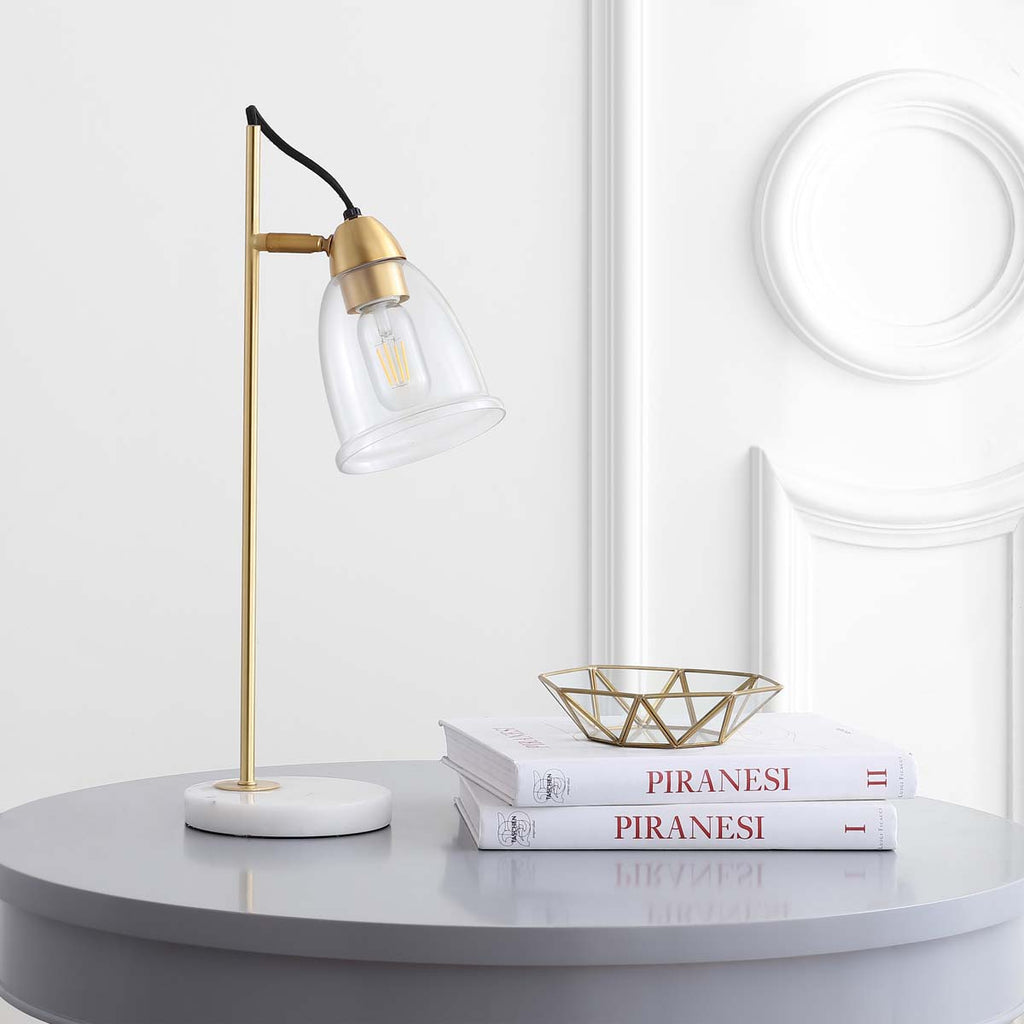 Safavieh Gibson Table Lamp-White/ Brass Gold/Clear