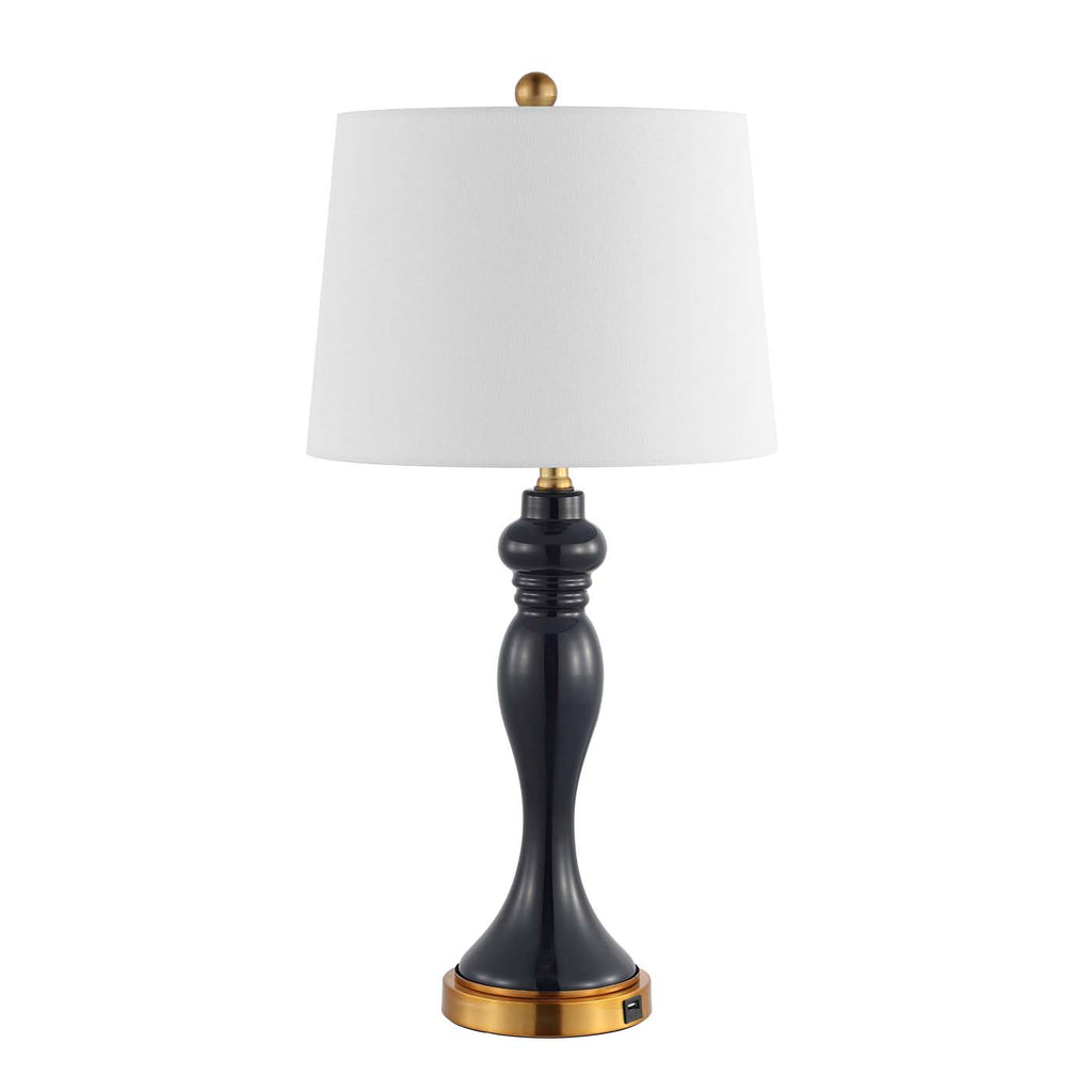 Safavieh Cayson Table Lamp with USB - Navy / Gold