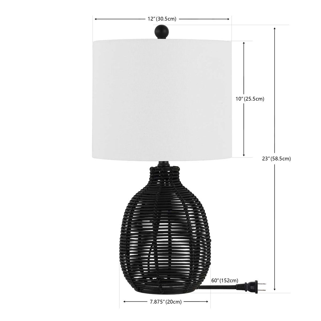 Oroya Rattan Table Lamp | Safavieh - TBL4473 - Black