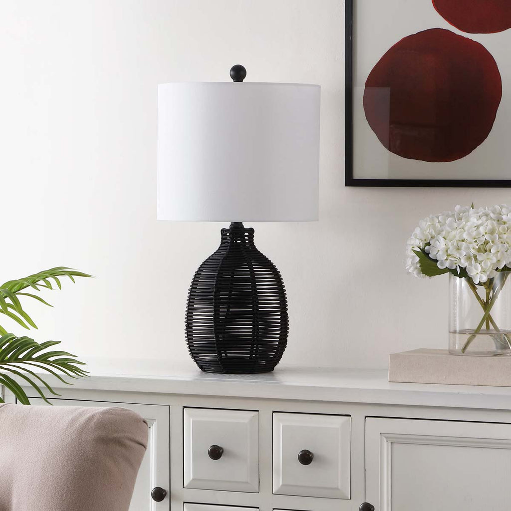 Oroya Rattan Table Lamp | Safavieh - TBL4473 - Black