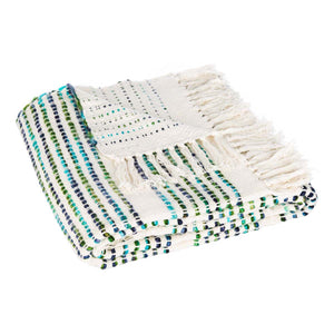Safavieh Landra Fringe Throw ??Blue/White-THR907A-6072