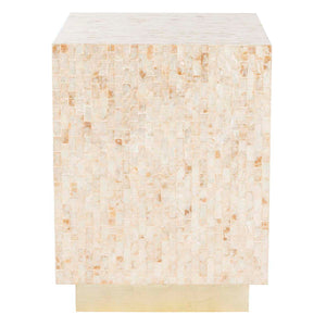 Safavieh Juno Rectangle Mosaic Side Table - Multi Beige / Gold