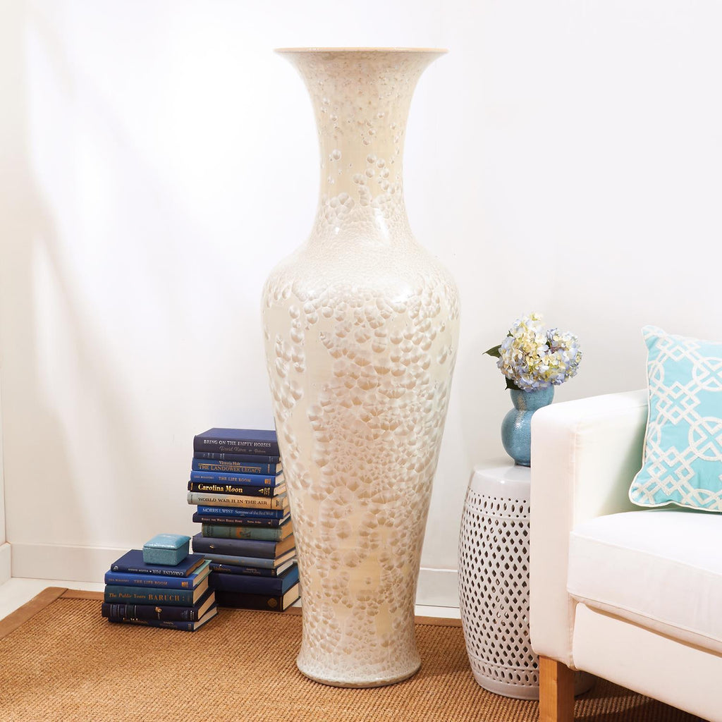 Two's Company Long Necked Vase with Mother of Pearl Effect - MOP/Porcelain