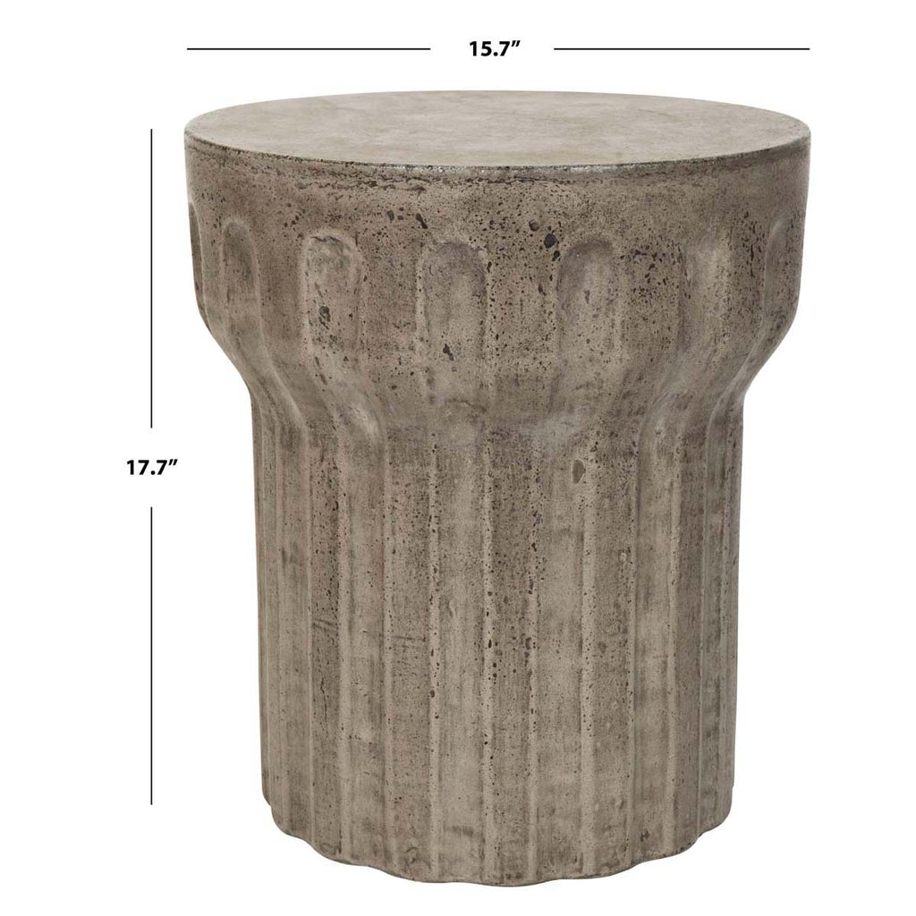 Safavieh Vesta Indoor/Outdoor Modern Concrete Round 15.3-Inch Dia Accent Table - Dark Grey