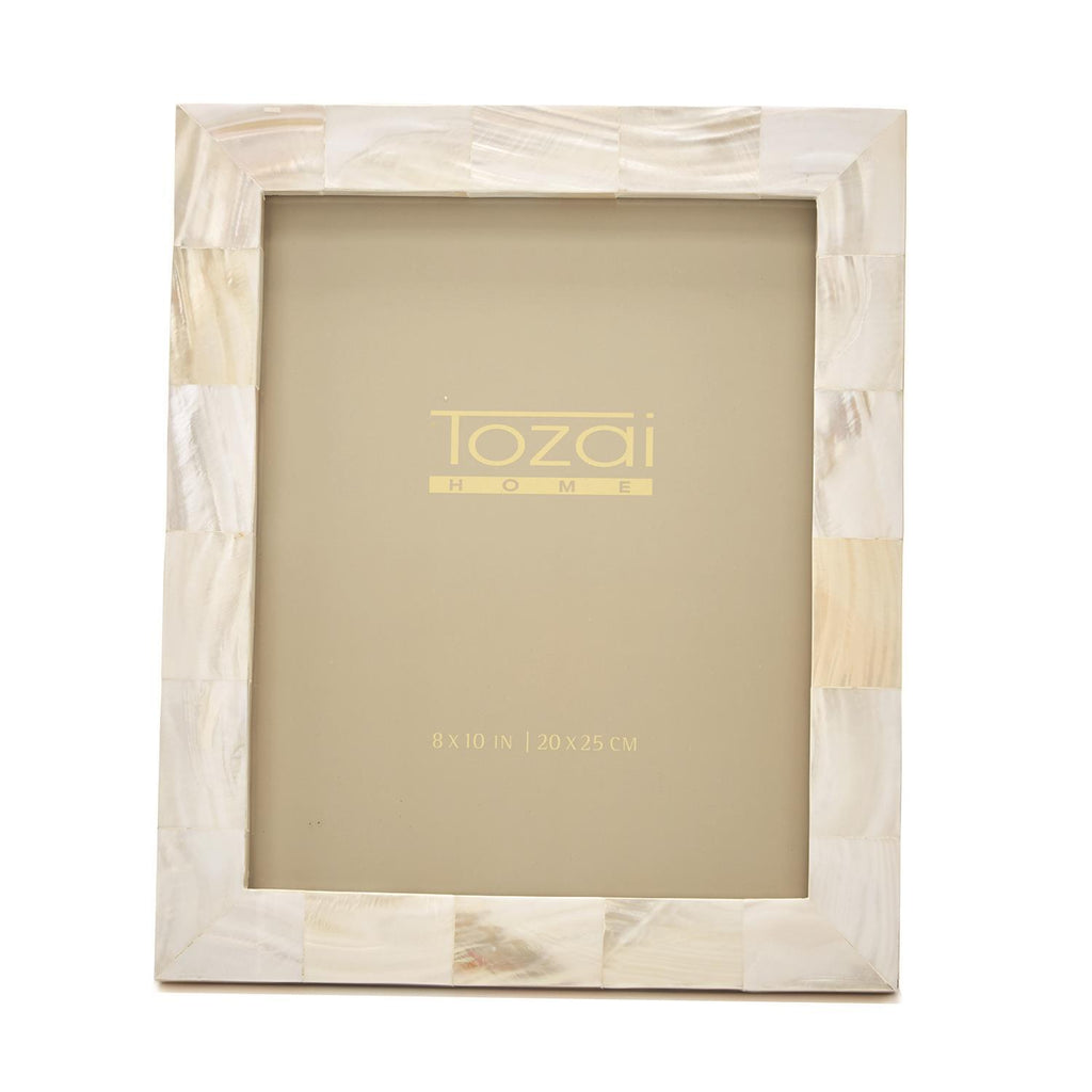 Two's Company Pearly White 8 x 10 Photo Frame in Gift Box (stands horizontally/vertically)