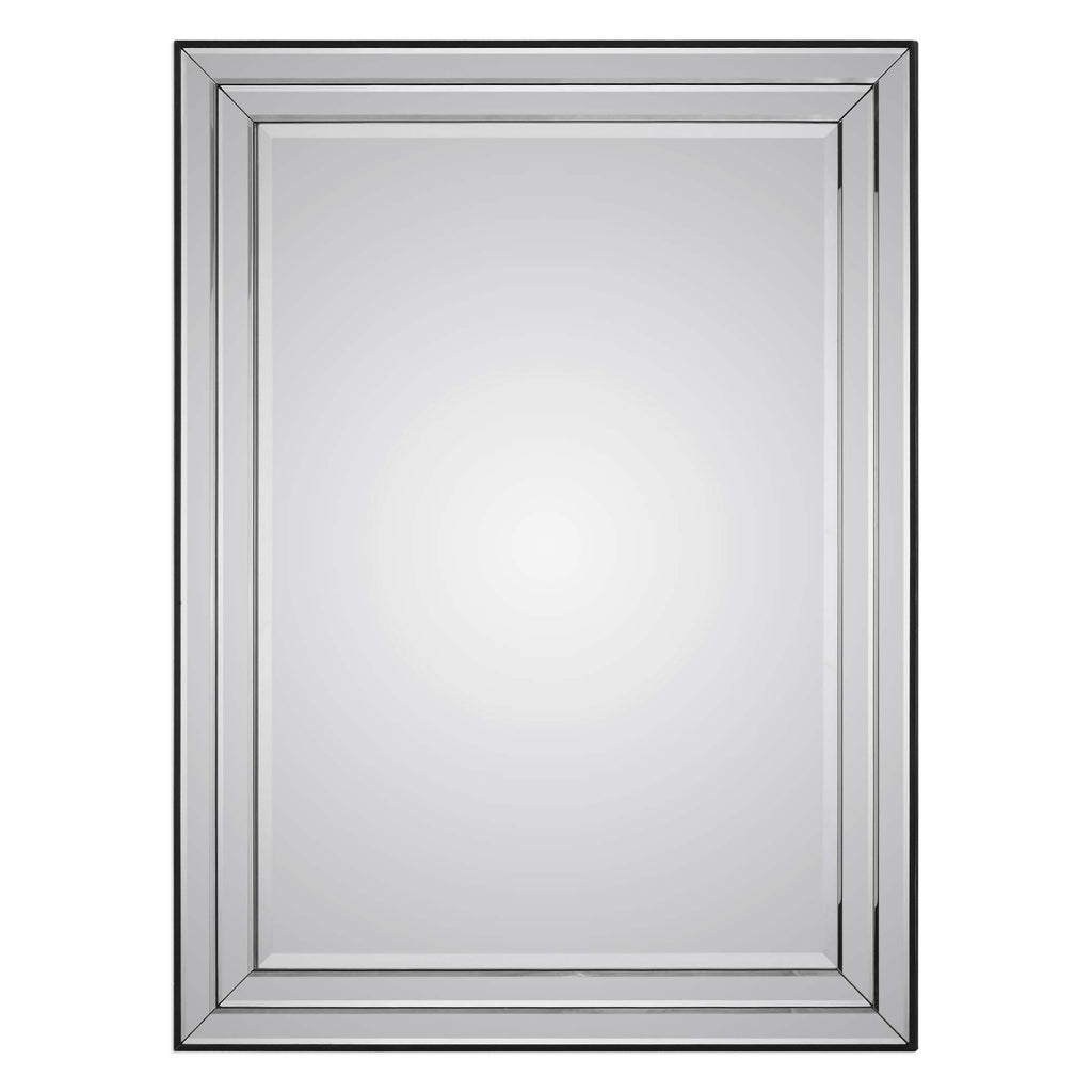 Home Decor Beveled Mirror - Solid Black Wood Frame