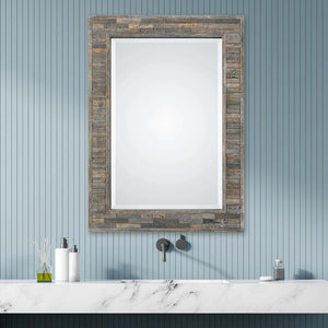 Home Decor Mirror - Distressed Charcoal Blue