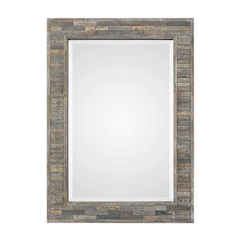 Home Decor Mirror - Distressed Charcoal Blue