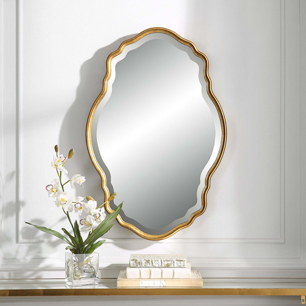 Home Decor Mirror - Gold With Amber Glaze