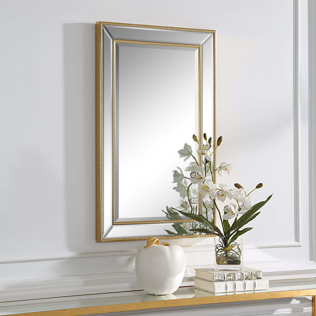 Home Decor Bevel Mirror - Frame With Gold Beading