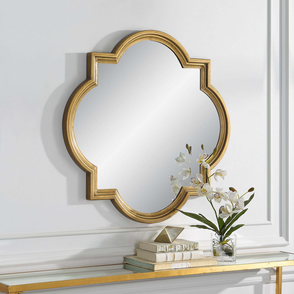 Home Decor Mirror - Gold With Gray Glaze