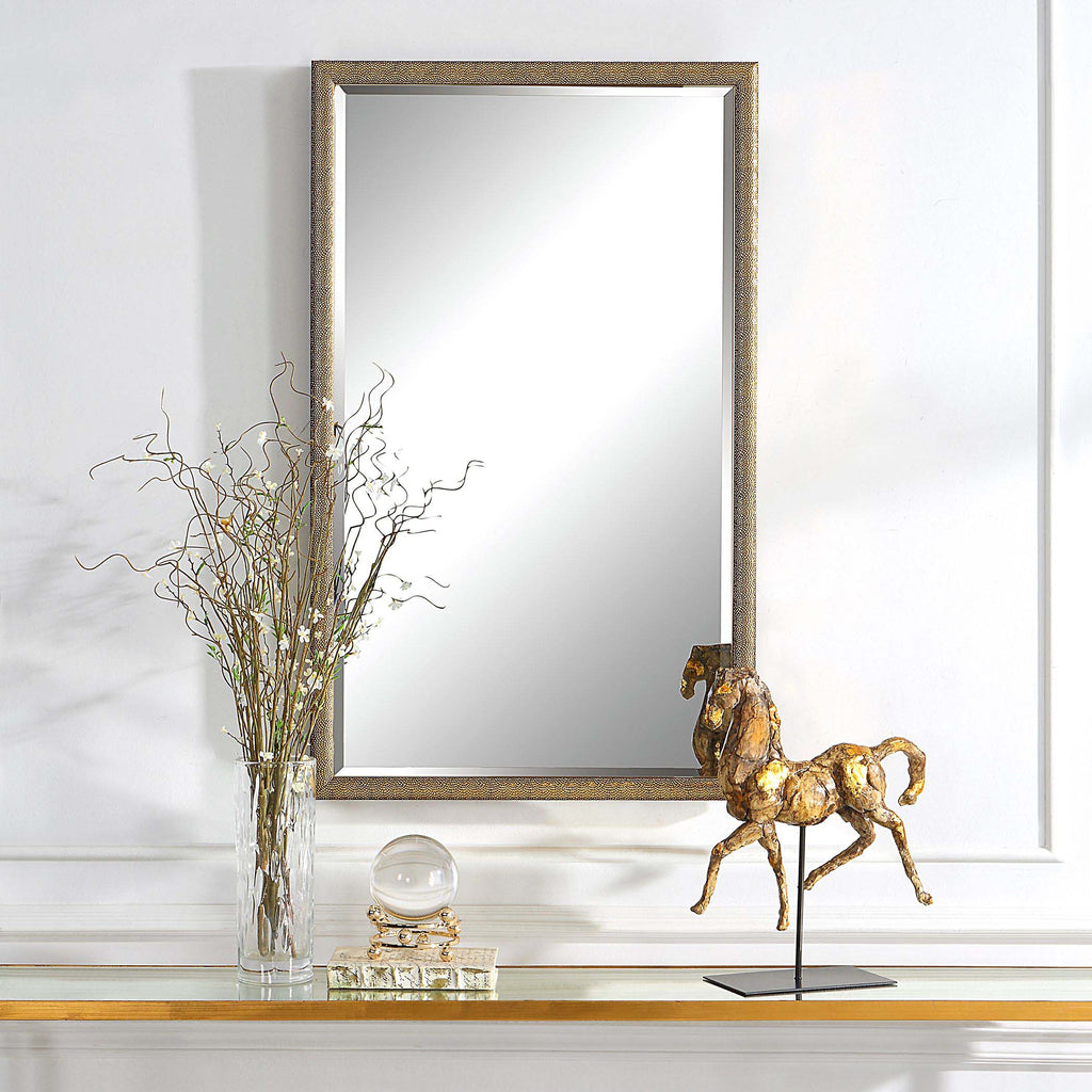 Home Decor Mirror - Gold With Dark Brown Background