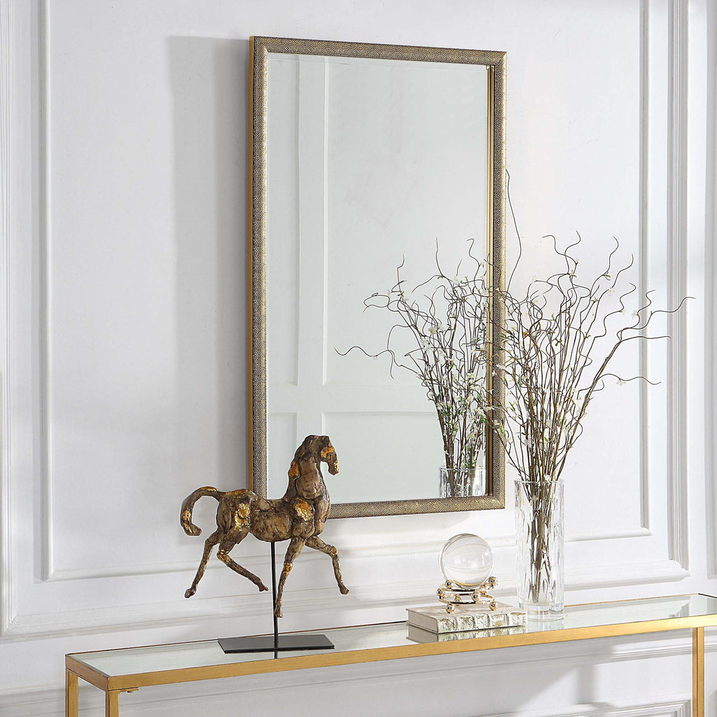 Home Decor Mirror - Gold With Dark Brown Background
