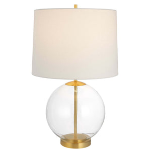 Home Decor Table Lamp Clear Glass Body With Gold Accents