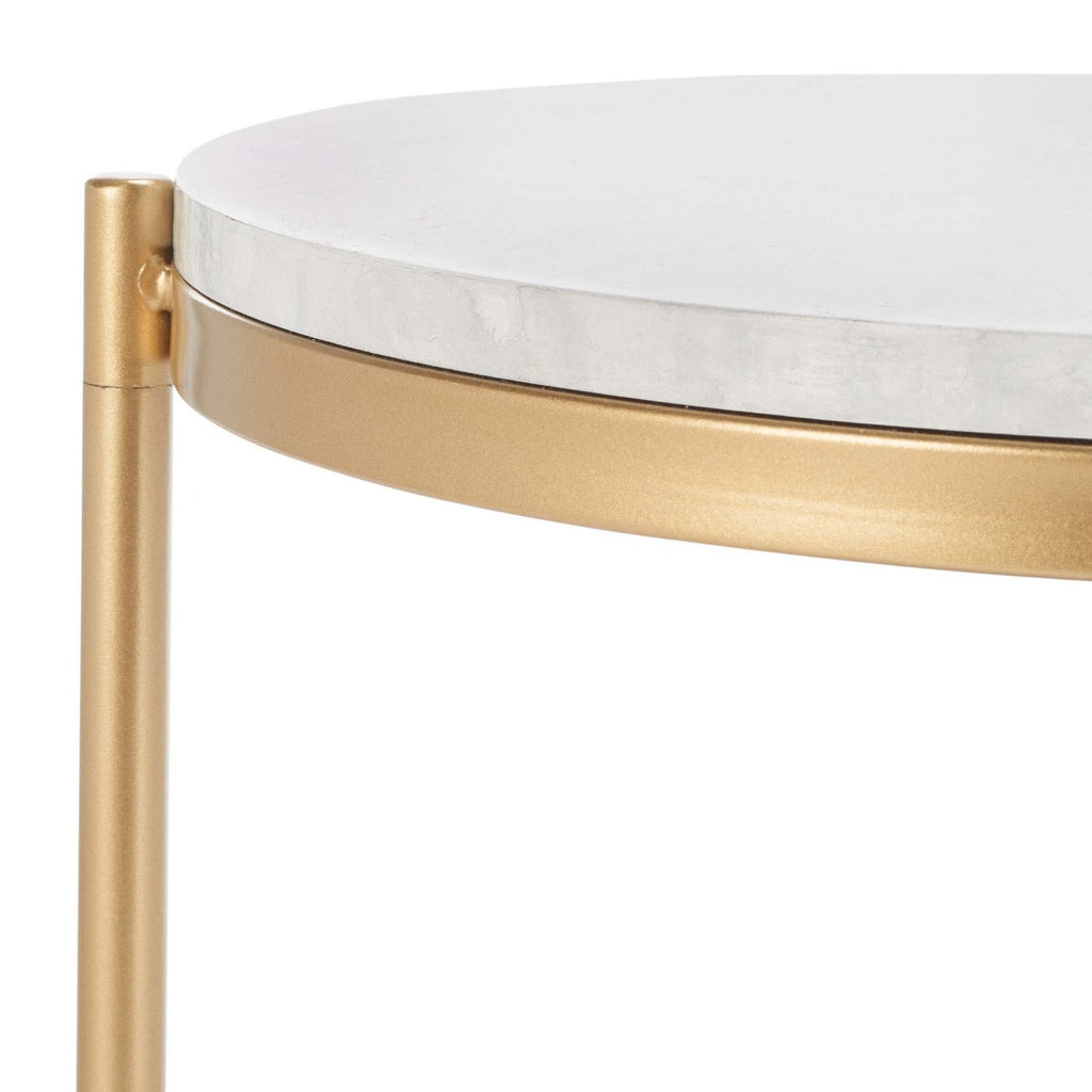 Safavieh Dove End Table  - White Faux Marble  / Gold