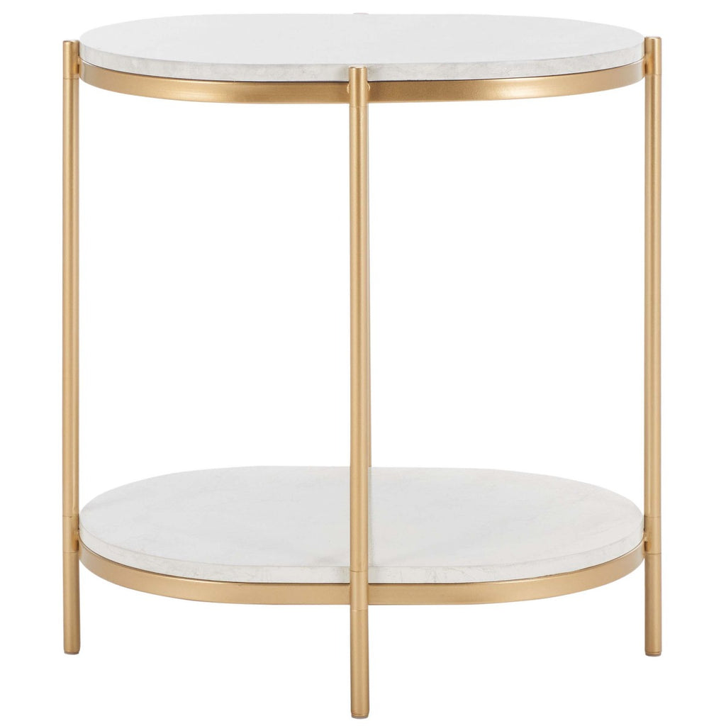 Safavieh Dove End Table  - White Faux Marble  / Gold