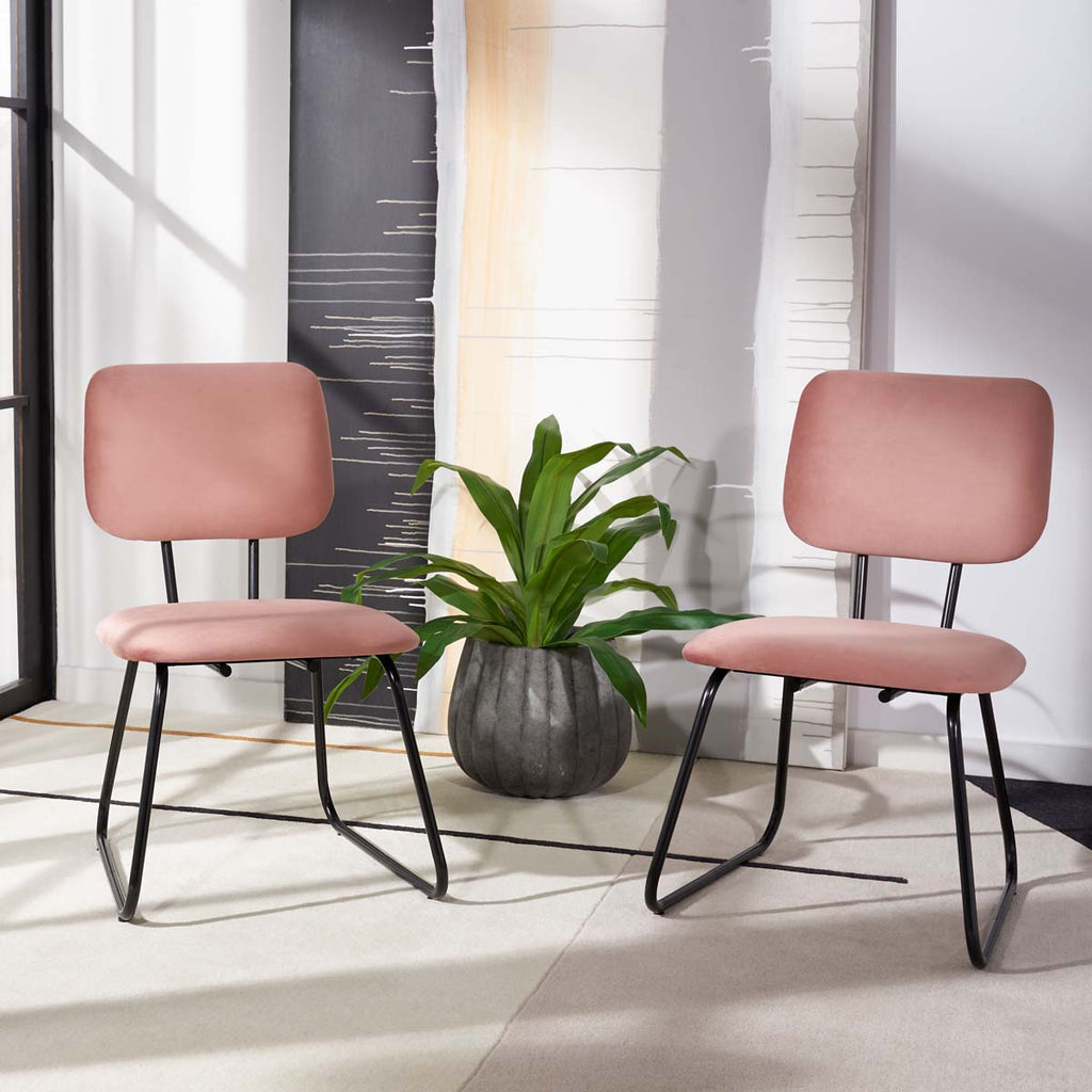Safavieh Chavelle Side Chair - Dusty Rose / Black (Set of 2)