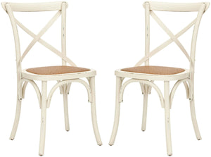 Safavieh Franklin 18''H X Back Farmhouse Chair - Antique White (Set of 2)