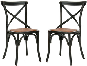 Safavieh Franklin 18''H X Back Farmhouse Chair - Antique Black (Set of 2)