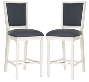 Safavieh Buchanan Rectangle Bar Stool-Navy/Cream (Set of 2)