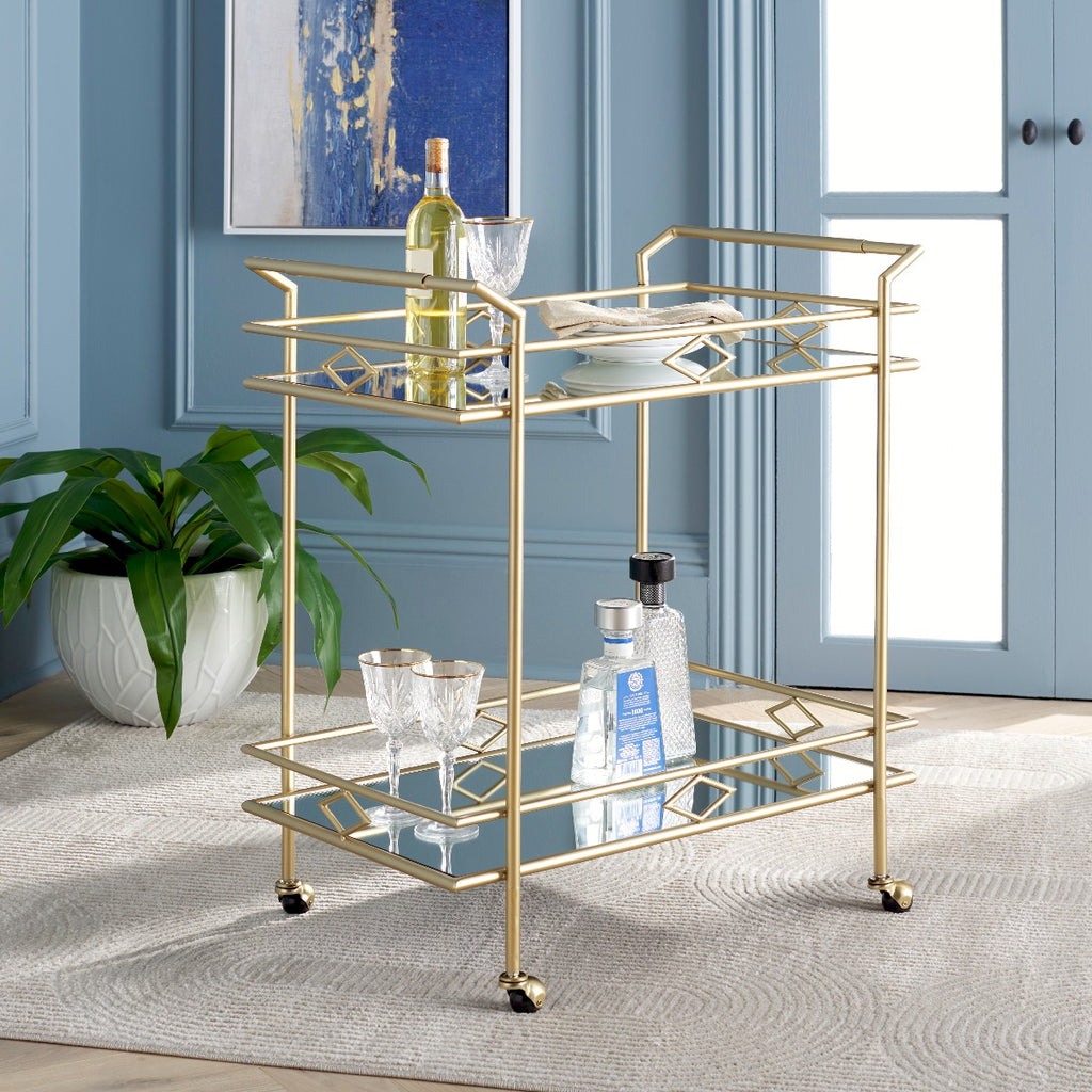 Safavieh Elspeth 2 Tier Bar Cart - Gold / Mirror