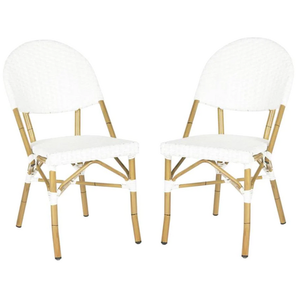 safavieh Safavieh Barrow Indoor-Outdoor Side Chair - White/Light Brown (Set of 2)