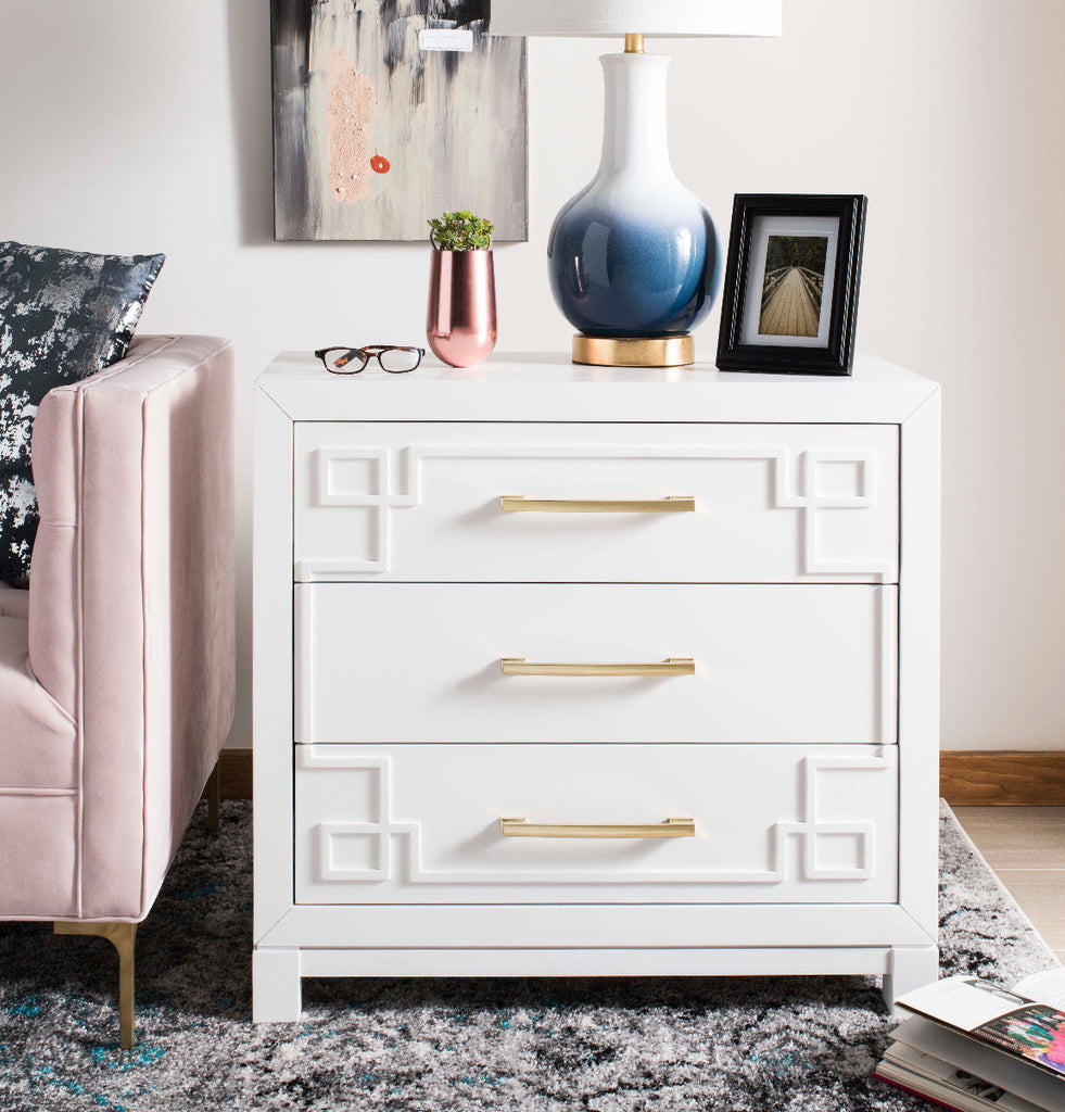 Safavieh Raina 3 Drawer Chest - White/Gold