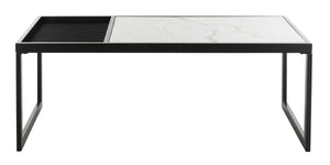 Safavieh Zuri Coffee Table - White Marble Veneer/Matte Black Tube