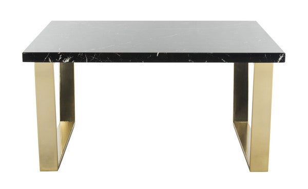 Safavieh Carmen Square Coffee Table - Black Marble Veneer/Brass Leg
