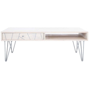 Safavieh Marigold Coffee Table - White Washed / Silver