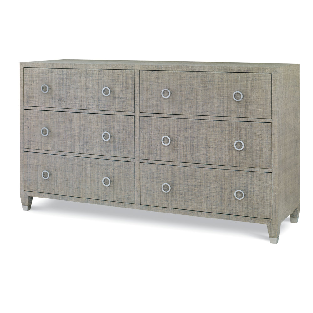 grey glass dresser Dulce Gray 6-Drawer 61 in. Dresser with Mirror and Silver Molding