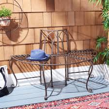 Safavieh Abia Wrought Iron 50-Inch W Outdoor Tree Bench - Rustic Brown