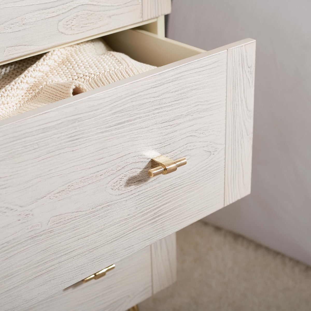 cream 3 drawer dresser Saffron Textured Cream 3 Drawer Chest