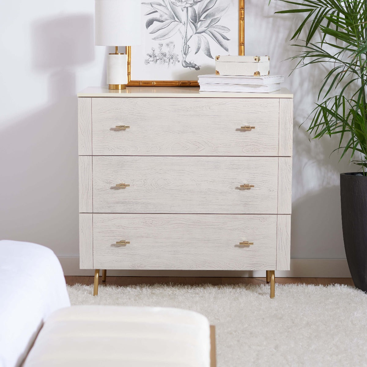 Safavieh Genevieve 3 Drawer Dresser - Cream/White Washed Safavieh Genevieve 3 Drawer Dresser - Cream/White Washed