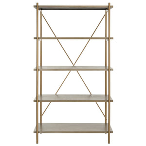 Safavieh Rigby 5 Tier Etagere - Rustic Oak/Gold