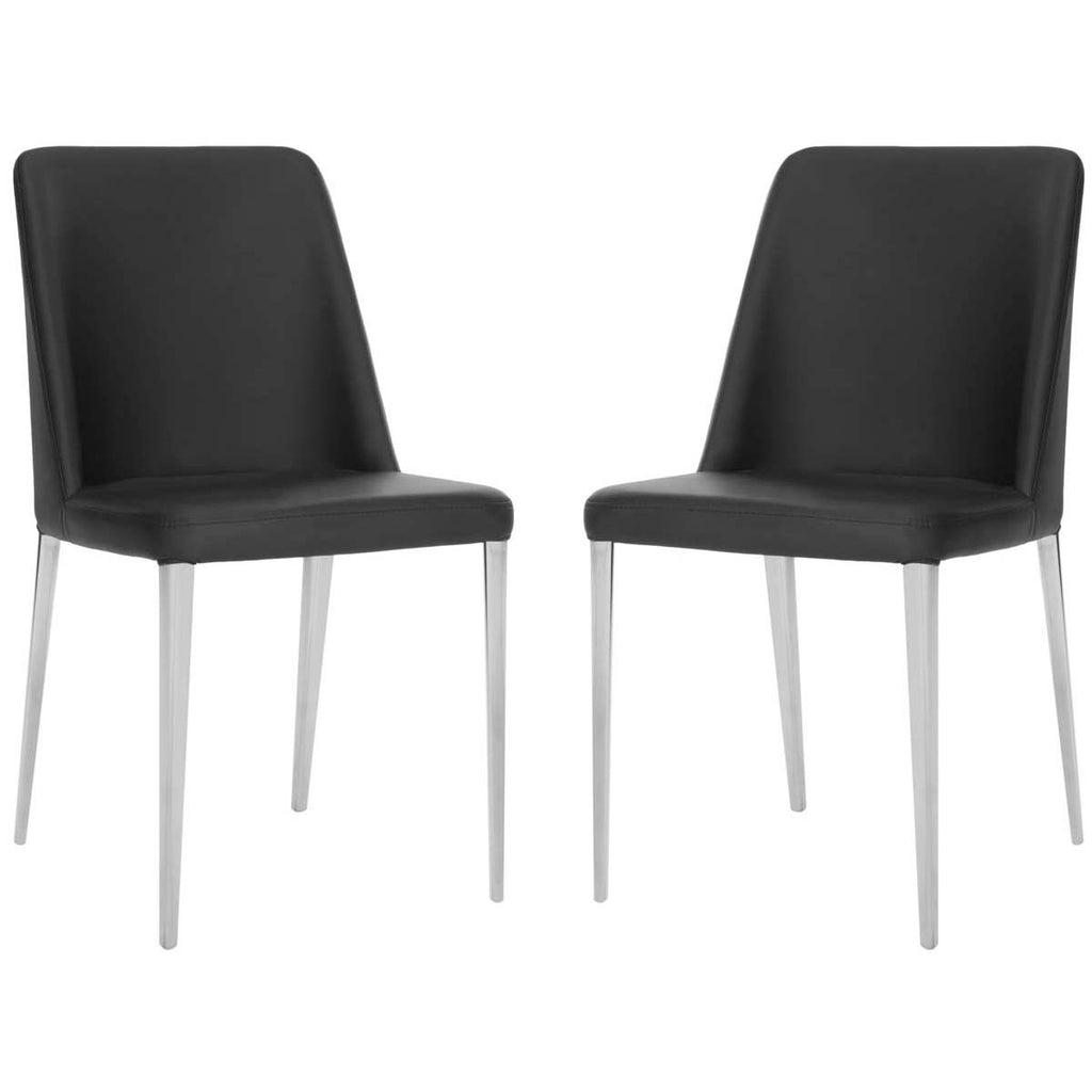 Safavieh Baltic 18'' H Leather Side Chair - Black (Set of 2)