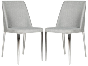 Safavieh Baltic 18'' H Leather Side Chair - Linen Grey (Set of 2)