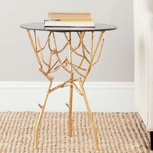Safavieh Tara Branched Glass Top Gold Accent Table - Gold / Black